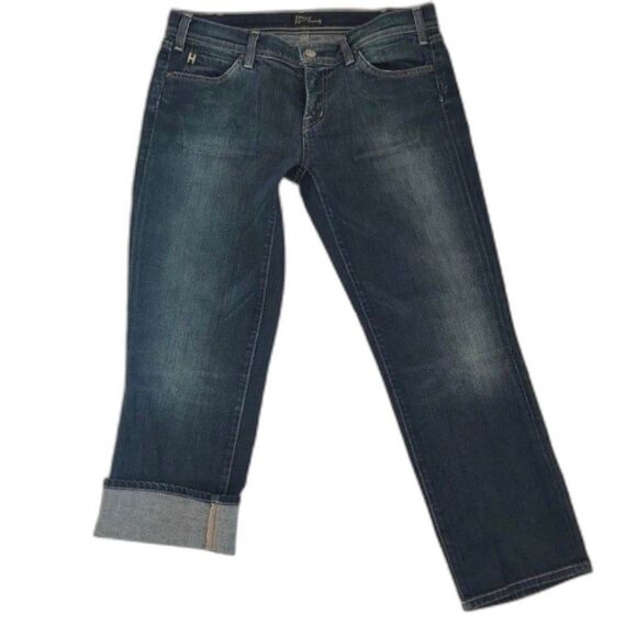 Citizens of Humanity Crop Dark Denim Jeans Rolled Cuff COH size 29 Capri MINT! - Picture 1 of 9
